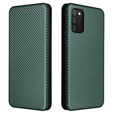 Leather Case Stands Flip Cover Holder L06Z for Samsung Galaxy A03s Green