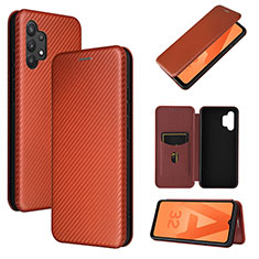 Leather Case Stands Flip Cover Holder L06Z for Samsung Galaxy A32 4G Brown