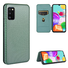 Leather Case Stands Flip Cover Holder L06Z for Samsung Galaxy A41 Green