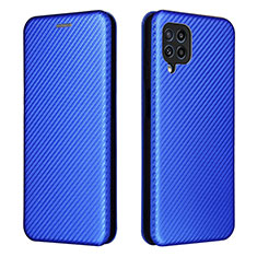 Leather Case Stands Flip Cover Holder L06Z for Samsung Galaxy M32 4G Blue