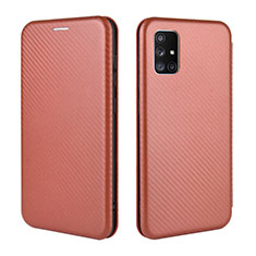 Leather Case Stands Flip Cover Holder L06Z for Samsung Galaxy M40S Brown