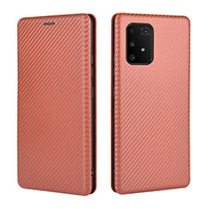 Leather Case Stands Flip Cover Holder L06Z for Samsung Galaxy M80S Brown