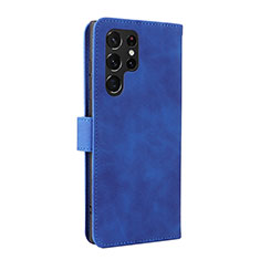 Leather Case Stands Flip Cover Holder L06Z for Samsung Galaxy S23 Ultra 5G Blue