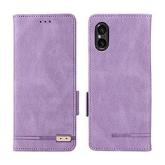 Leather Case Stands Flip Cover Holder L06Z for Sony Xperia 5 V Purple