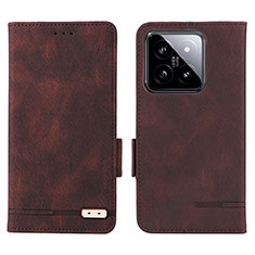 Leather Case Stands Flip Cover Holder L06Z for Xiaomi Mi 14 5G Brown