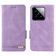 Leather Case Stands Flip Cover Holder L06Z for Xiaomi Mi 14 5G Purple