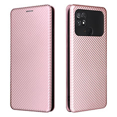 Leather Case Stands Flip Cover Holder L06Z for Xiaomi Poco C40 Rose Gold