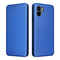 Leather Case Stands Flip Cover Holder L06Z for Xiaomi Poco C50 Blue