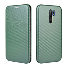 Leather Case Stands Flip Cover Holder L06Z for Xiaomi Poco M2 Green