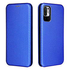 Leather Case Stands Flip Cover Holder L06Z for Xiaomi POCO M3 Pro 5G Blue