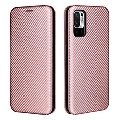 Leather Case Stands Flip Cover Holder L06Z for Xiaomi POCO M3 Pro 5G Rose Gold
