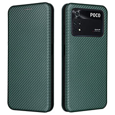 Leather Case Stands Flip Cover Holder L06Z for Xiaomi Poco M4 Pro 4G Green