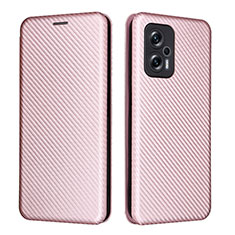 Leather Case Stands Flip Cover Holder L06Z for Xiaomi Poco X4 GT 5G Rose Gold