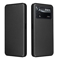 Leather Case Stands Flip Cover Holder L06Z for Xiaomi Poco X4 Pro 5G Black