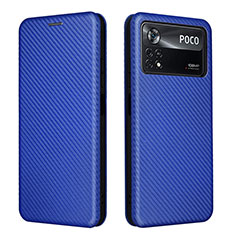 Leather Case Stands Flip Cover Holder L06Z for Xiaomi Poco X4 Pro 5G Blue