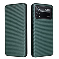 Leather Case Stands Flip Cover Holder L06Z for Xiaomi Poco X4 Pro 5G Green