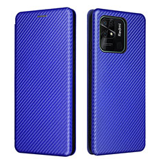 Leather Case Stands Flip Cover Holder L06Z for Xiaomi Redmi 10 India Blue