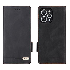 Leather Case Stands Flip Cover Holder L06Z for Xiaomi Redmi 12 4G Black