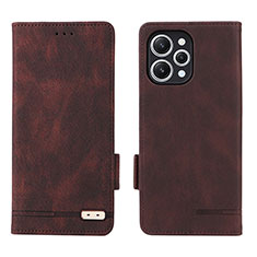 Leather Case Stands Flip Cover Holder L06Z for Xiaomi Redmi 12 4G Brown