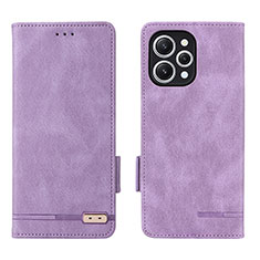 Leather Case Stands Flip Cover Holder L06Z for Xiaomi Redmi 12 4G Purple