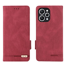 Leather Case Stands Flip Cover Holder L06Z for Xiaomi Redmi 12 4G Red