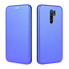 Leather Case Stands Flip Cover Holder L06Z for Xiaomi Redmi 9 Prime India Blue