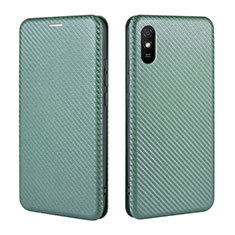 Leather Case Stands Flip Cover Holder L06Z for Xiaomi Redmi 9A Green