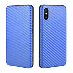 Leather Case Stands Flip Cover Holder L06Z for Xiaomi Redmi 9i Blue