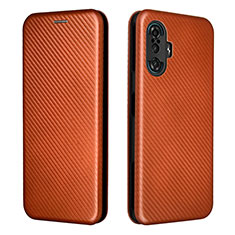 Leather Case Stands Flip Cover Holder L06Z for Xiaomi Redmi K40 Gaming 5G Brown