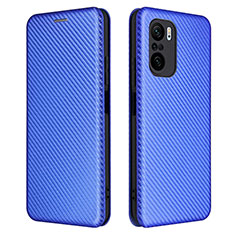 Leather Case Stands Flip Cover Holder L06Z for Xiaomi Redmi K40 Pro 5G Blue