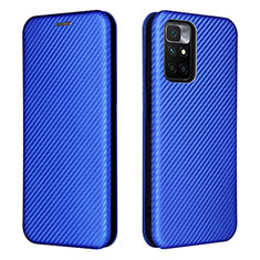 Leather Case Stands Flip Cover Holder L06Z for Xiaomi Redmi Note 11 4G (2021) Blue