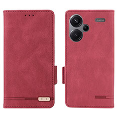 Leather Case Stands Flip Cover Holder L06Z for Xiaomi Redmi Note 13 Pro+ Plus 5G Red