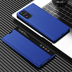 Leather Case Stands Flip Cover Holder L07 for Samsung Galaxy S23 Ultra 5G Blue