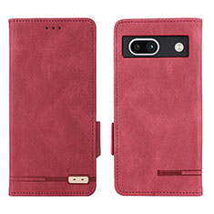 Leather Case Stands Flip Cover Holder L07Z for Google Pixel 7a 5G Red