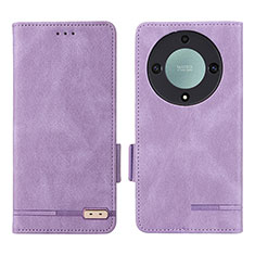 Leather Case Stands Flip Cover Holder L07Z for Huawei Honor Magic5 Lite 5G Purple