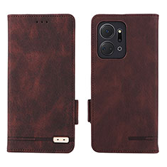 Leather Case Stands Flip Cover Holder L07Z for Huawei Honor X7a Brown