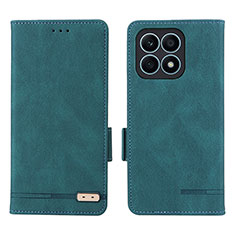 Leather Case Stands Flip Cover Holder L07Z for Huawei Honor X8a 4G Green