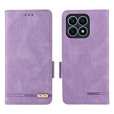 Leather Case Stands Flip Cover Holder L07Z for Huawei Honor X8a 4G Purple