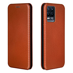 Leather Case Stands Flip Cover Holder L07Z for Realme 8 4G Brown