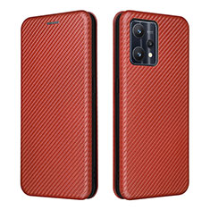 Leather Case Stands Flip Cover Holder L07Z for Realme 9 Pro 5G Brown