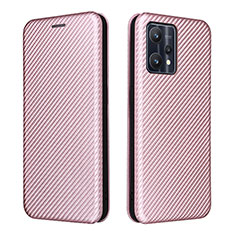 Leather Case Stands Flip Cover Holder L07Z for Realme 9 Pro 5G Rose Gold