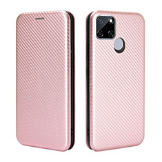 Leather Case Stands Flip Cover Holder L07Z for Realme C12 Rose Gold