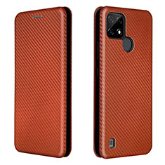 Leather Case Stands Flip Cover Holder L07Z for Realme C21 Brown