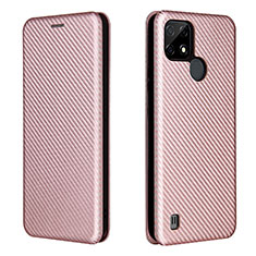 Leather Case Stands Flip Cover Holder L07Z for Realme C21 Rose Gold