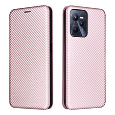 Leather Case Stands Flip Cover Holder L07Z for Realme C35 Rose Gold