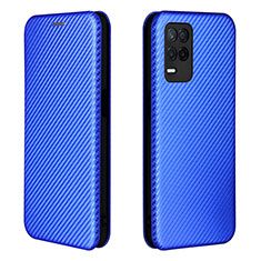 Leather Case Stands Flip Cover Holder L07Z for Realme Q3i 5G Blue