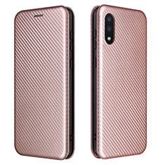 Leather Case Stands Flip Cover Holder L07Z for Samsung Galaxy A02 Rose Gold