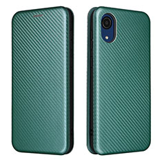 Leather Case Stands Flip Cover Holder L07Z for Samsung Galaxy A03 Core Green