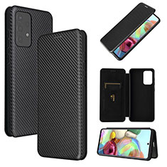 Leather Case Stands Flip Cover Holder L07Z for Samsung Galaxy A72 4G Black
