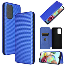 Leather Case Stands Flip Cover Holder L07Z for Samsung Galaxy A72 4G Blue